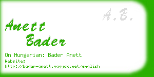 anett bader business card